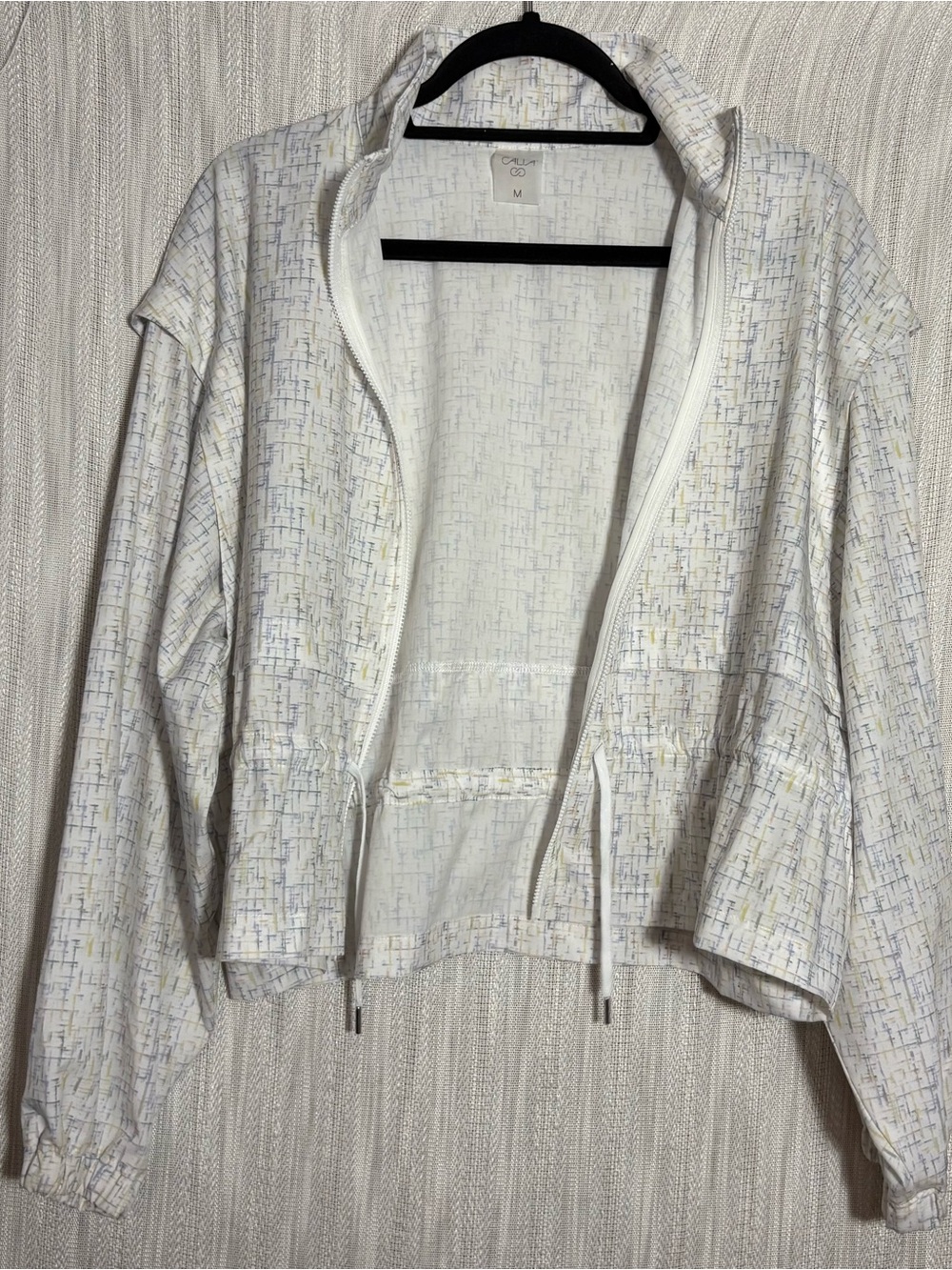 Calia Women's White Printed Drawstring Bomber Jacket - Picture 5 of 6